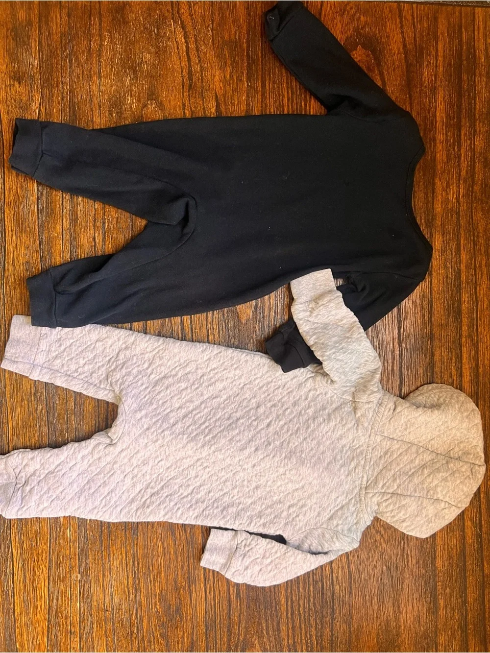 Black 'Braap' Motorcycle One- Piece and a  Grey Hooded One-Piece for Kids